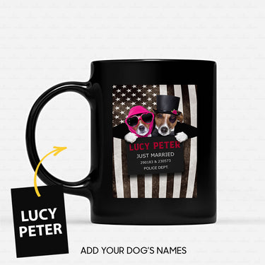 Personalized Dog Gift Idea - Dog Wearing Glasses And Dog Wearing Black Cowboy Hat Just Married Dog For Dog Lovers - Black Mug